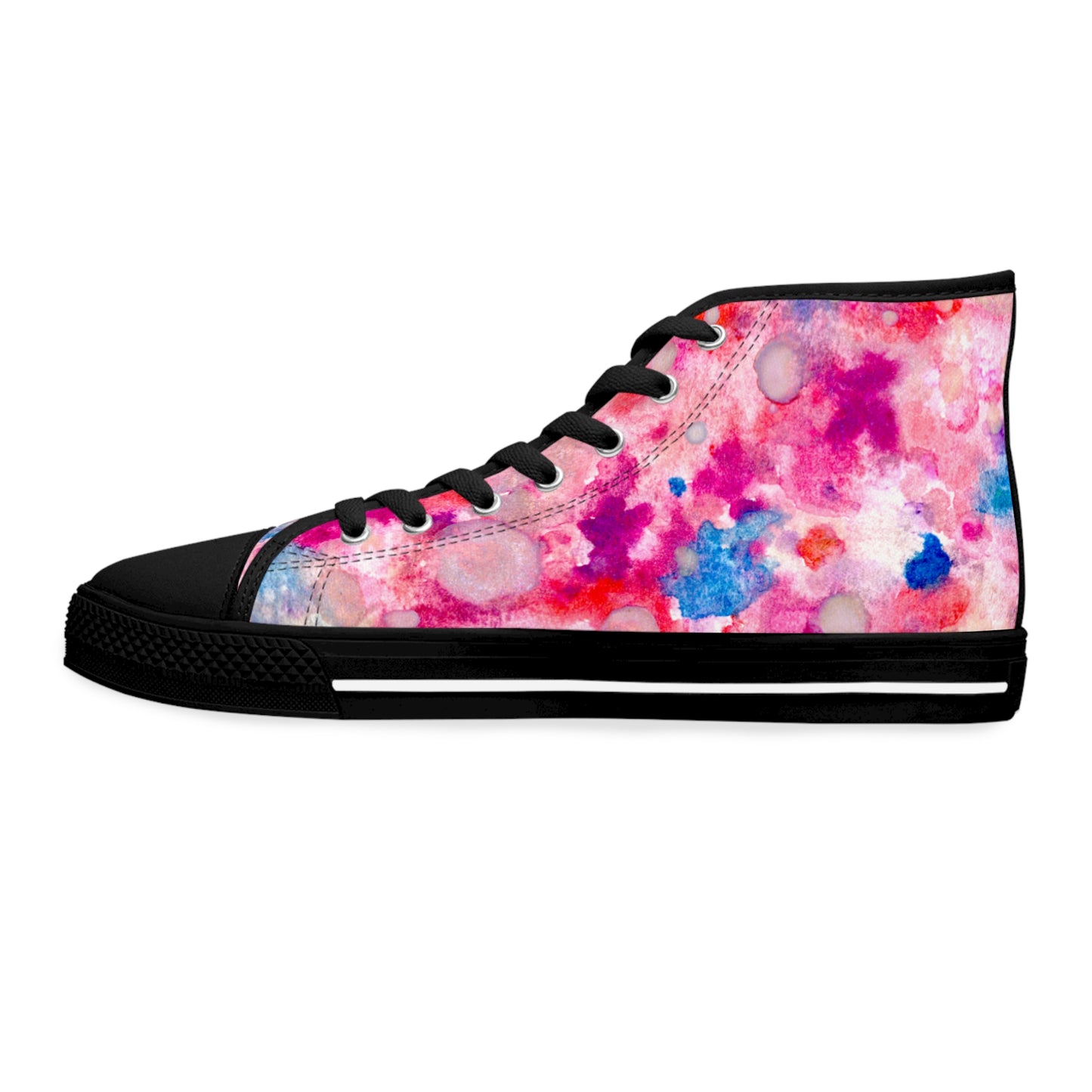 Women’s High Top Sneakers — Pink Blue Watercolor Tie-Dye Pattern