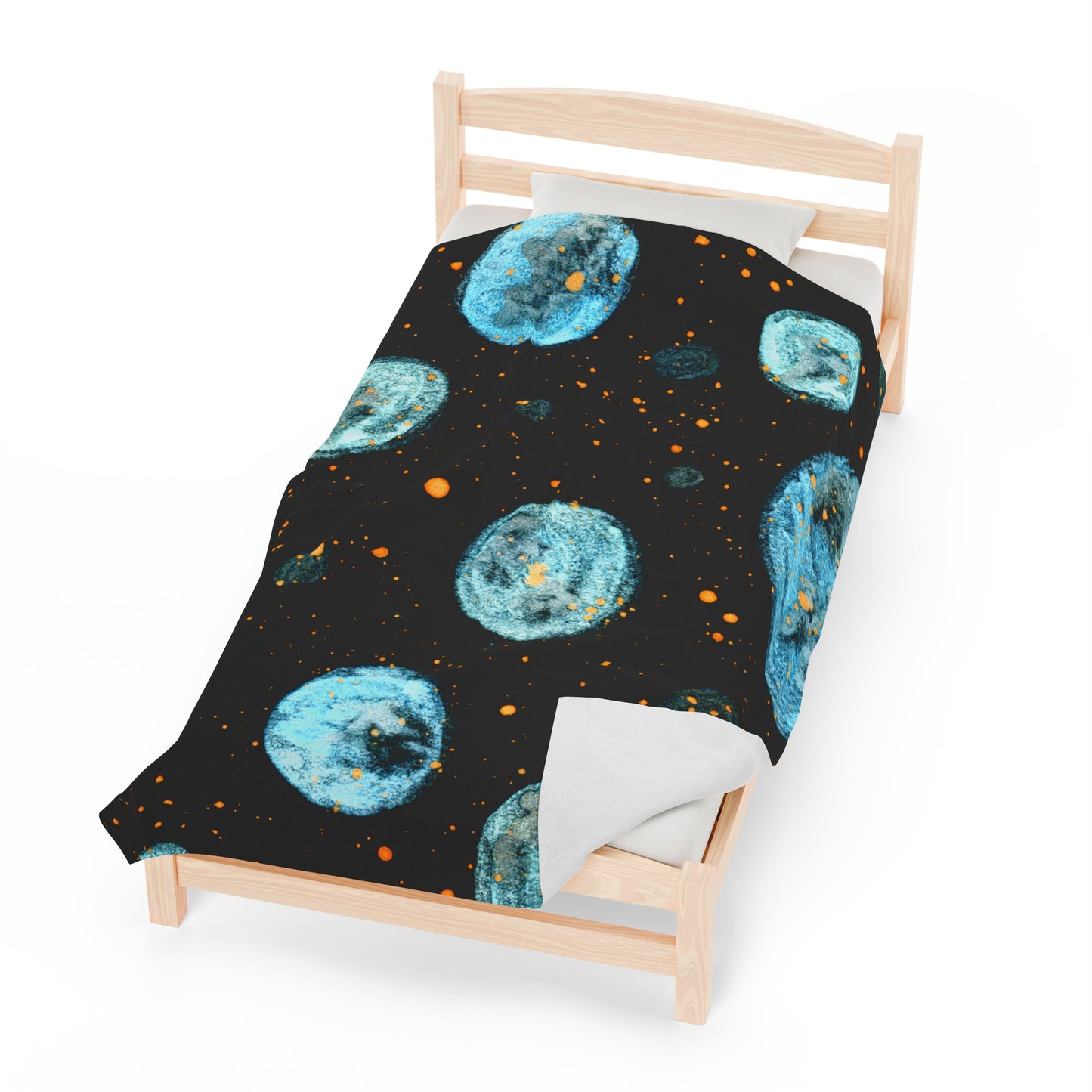 Little Blue Planets Galaxy Velveteen Plush Blanket