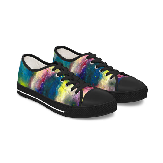 Galaxy Watercolor Low Top Sneakers — Women’s Colorful Space Print Shoes