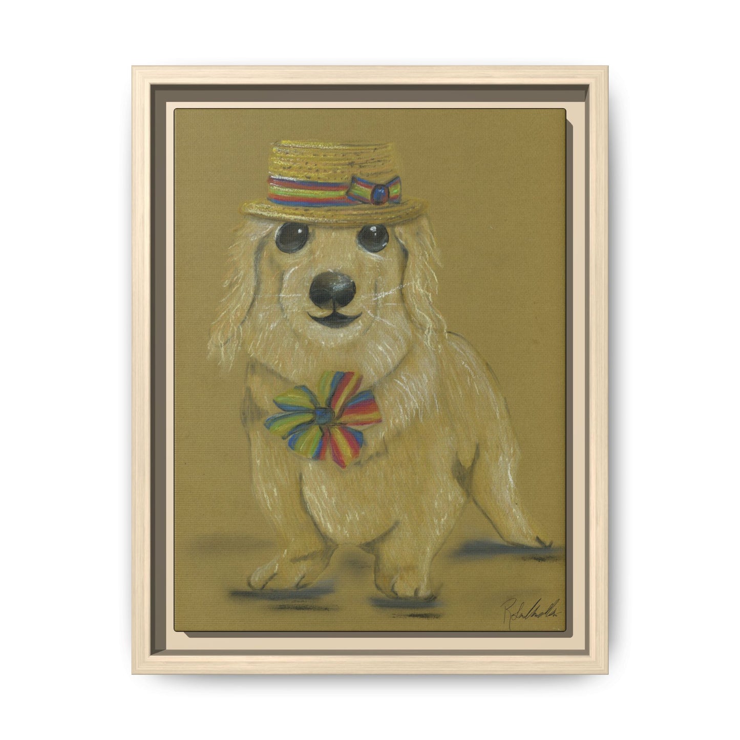 Weiner Dog in Hat Framed Wall Art