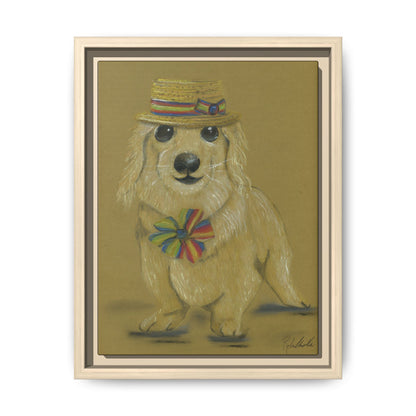 Weiner Dog in Hat Framed Wall Art