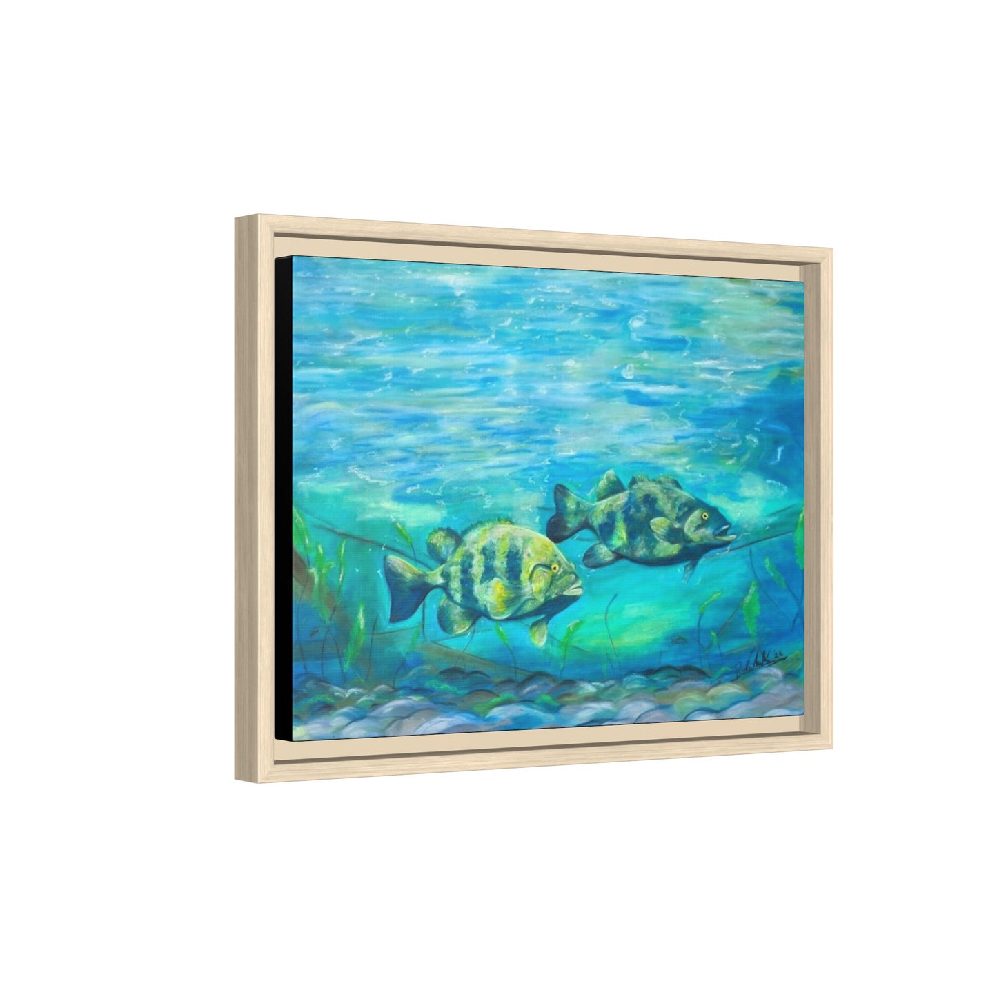 Framed Matte Canvas - Underwater Fish Scene