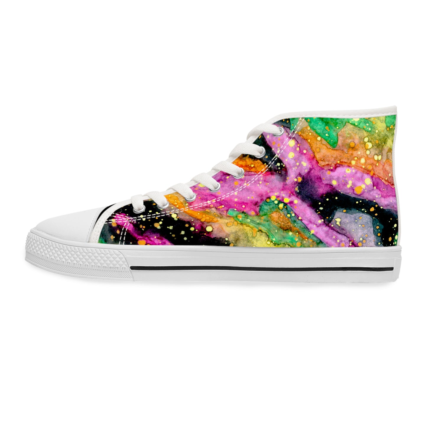 Neon Galaxy Unisex Classic High Top Sneakers Closed Toe Casual Walking Fashion Shoes