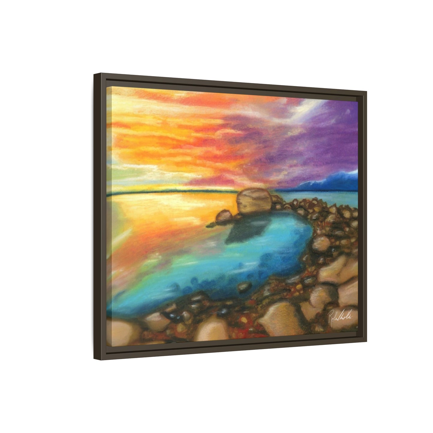 Sunset Ocean Beach Framed Wall Art