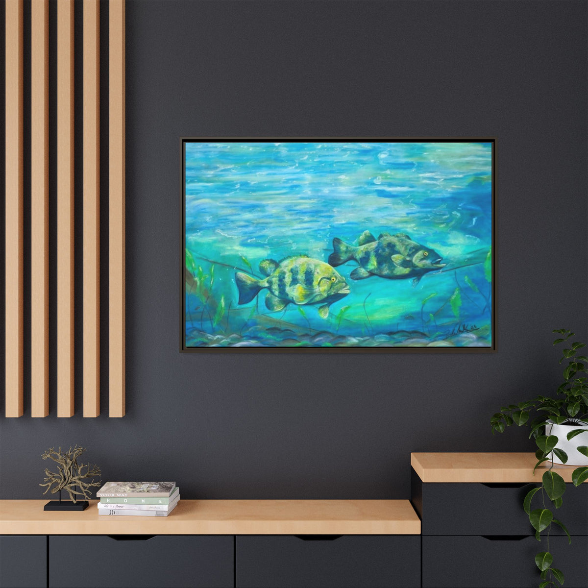 Framed Matte Canvas - Underwater Fish Scene