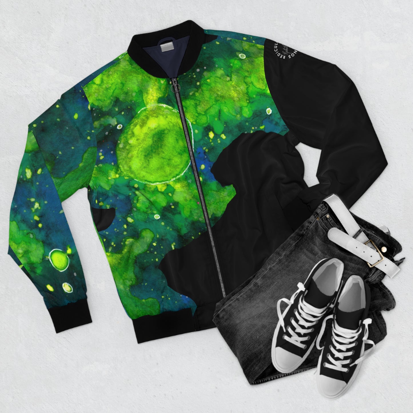 Green Galaxy Men's Bomber Jacket (AOP)