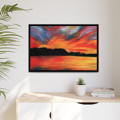 Sunset Over The Lake Framed Wall Art