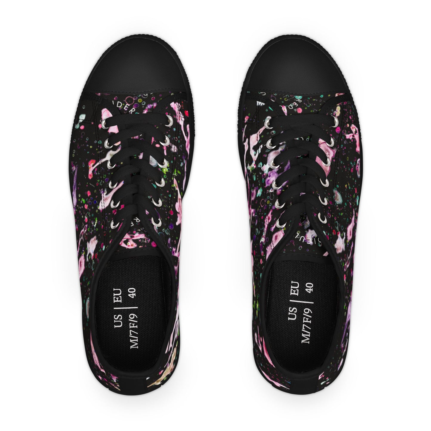 Low Top Sneakers — Galaxy Pink Paint Splatter Women's Casual Shoes