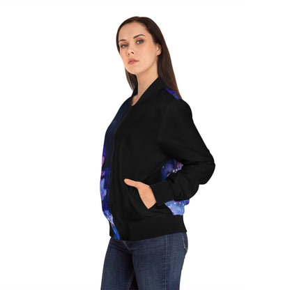 Galaxy Watercolor Bomber Jacket — Purple Space Planet AOP