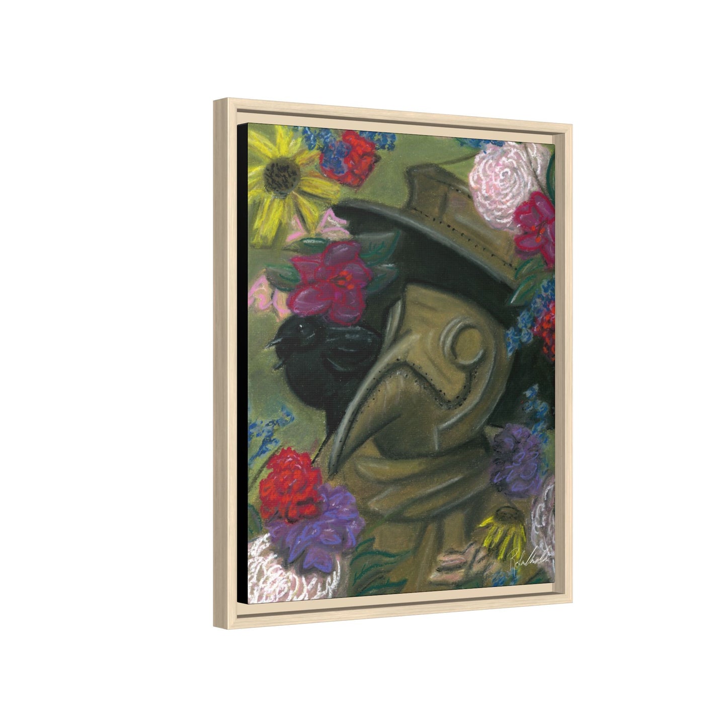 Plague Doctor and Raven Framed Wall Art