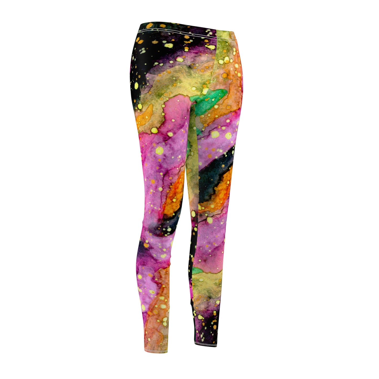 Neon Galaxy Women's Cut & Sew Casual Leggings (AOP)