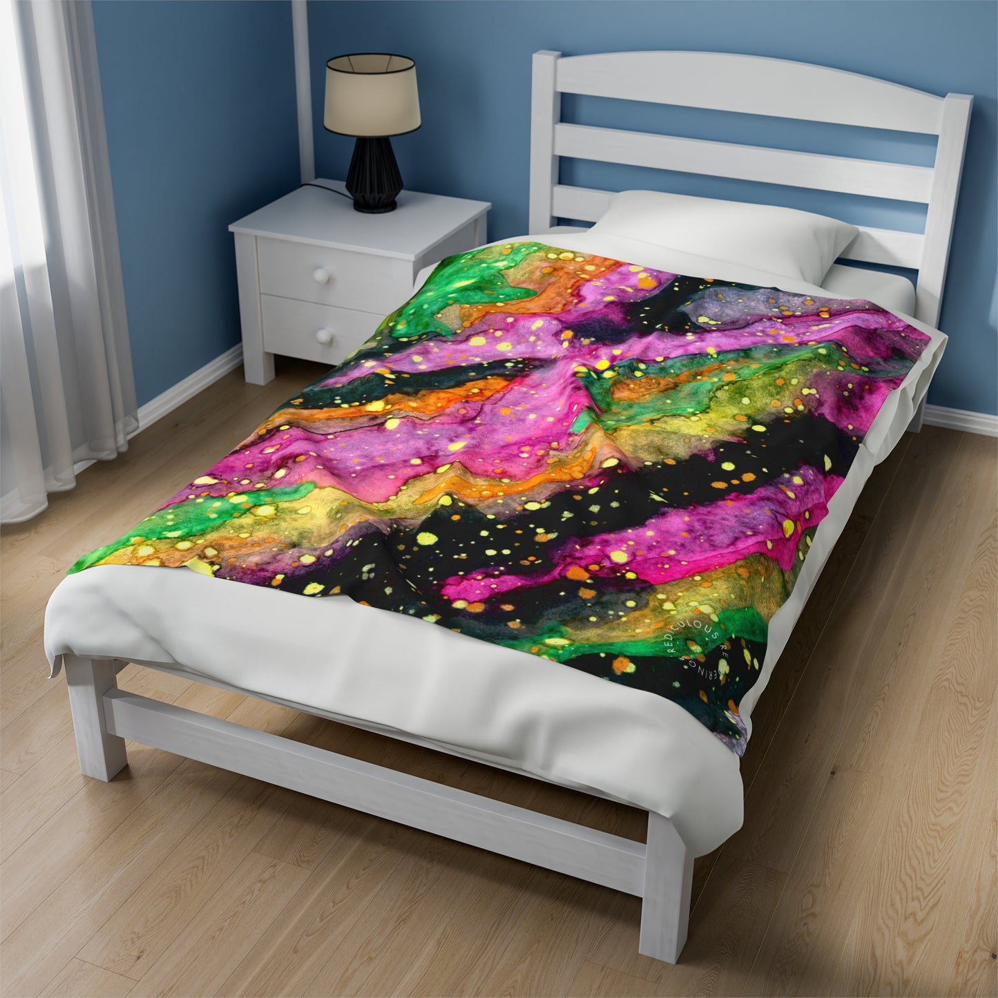 Neon Galaxy Velveteen Plush Blanket