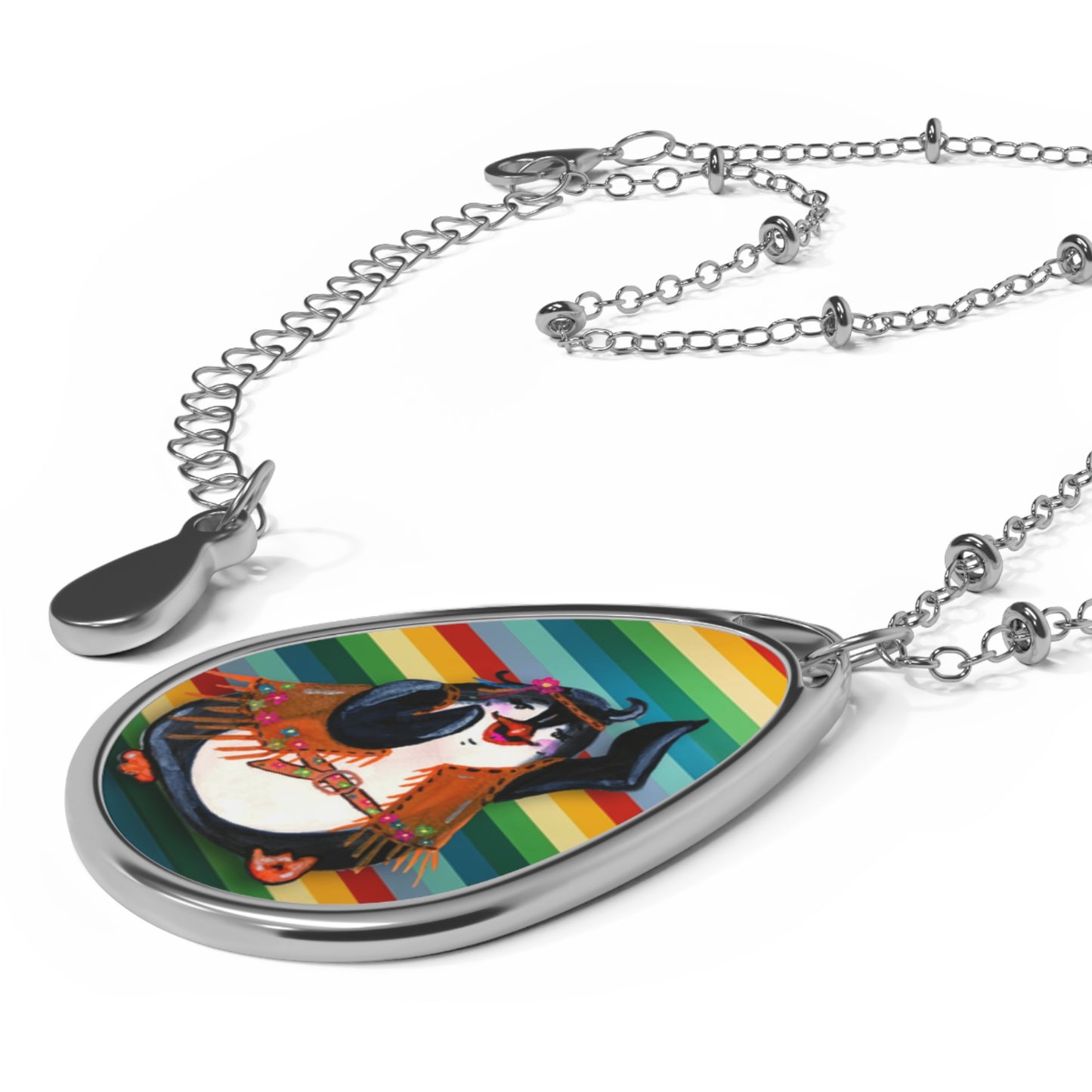 Hippy 70s Penguin Oval Necklace