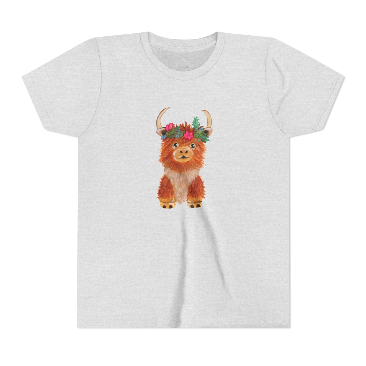 Kids Highland Cow Floral Crown Tee