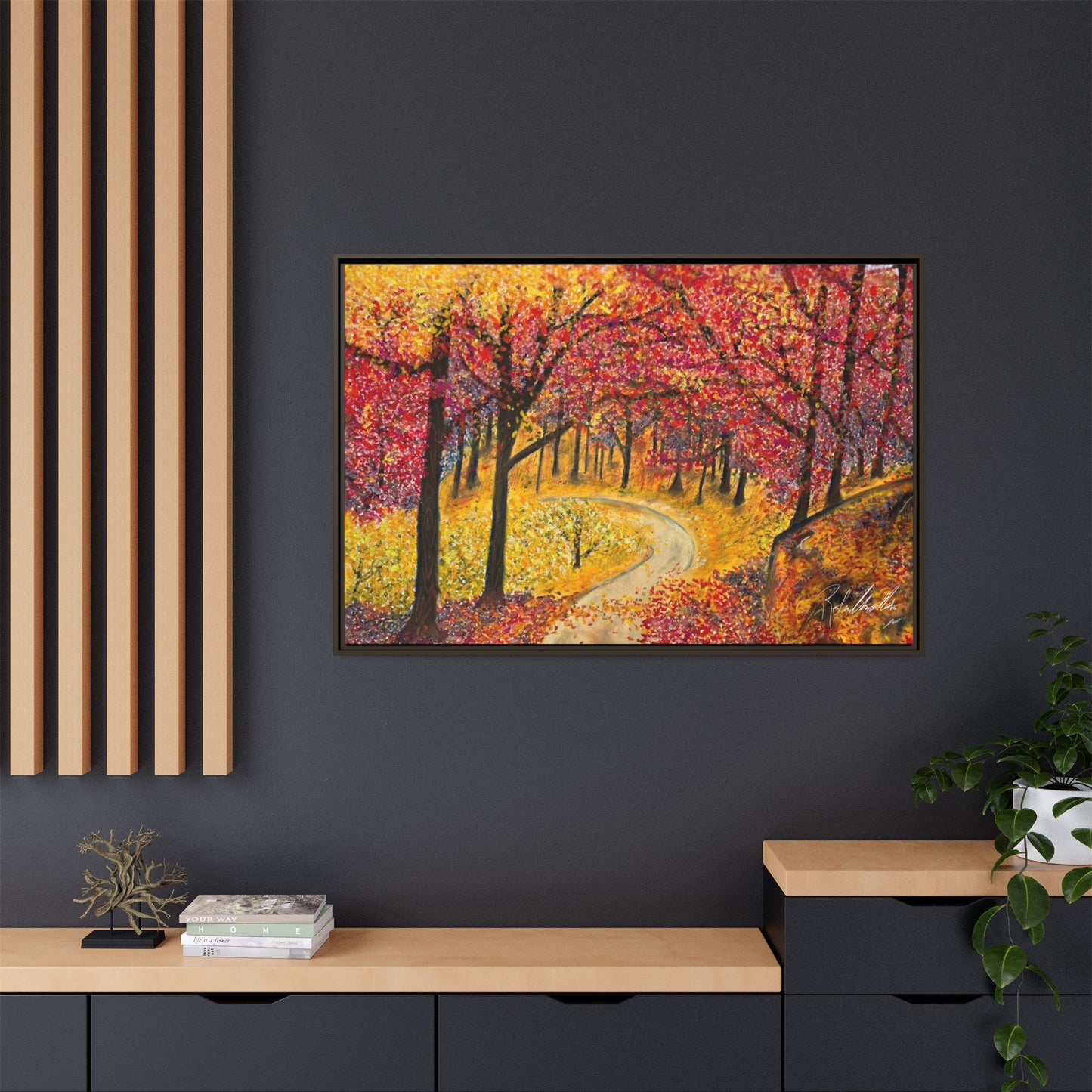Vibrant Fall Forest Framed Wall Art