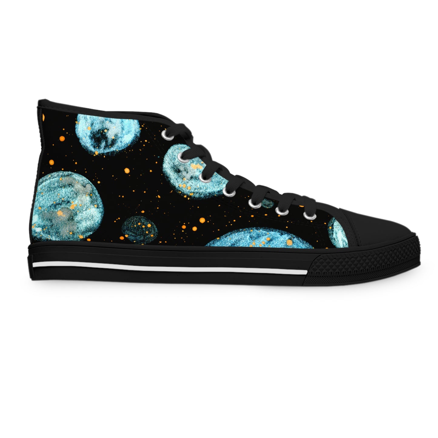 Little Blue Planets Galaxy Unisex Classic High Top Sneakers Closed Toe Casual Walking Fashion Shoes