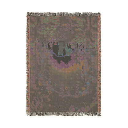 Starry Forest Woven Blanket — Cozy Moonlit Camping Throw