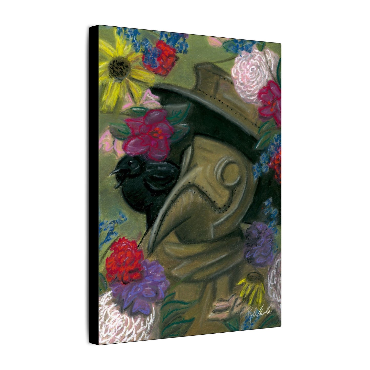 Plague Doctor and Raven Canvas Gallery Wrap