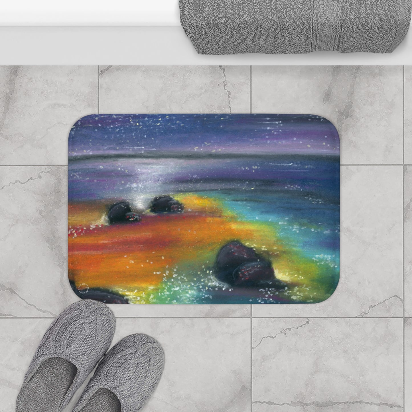 Night Beach Bath Mat