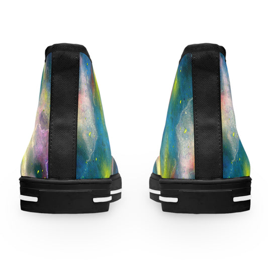 Women's High Top Sneakers — Colorful Galaxy Watercolor Print