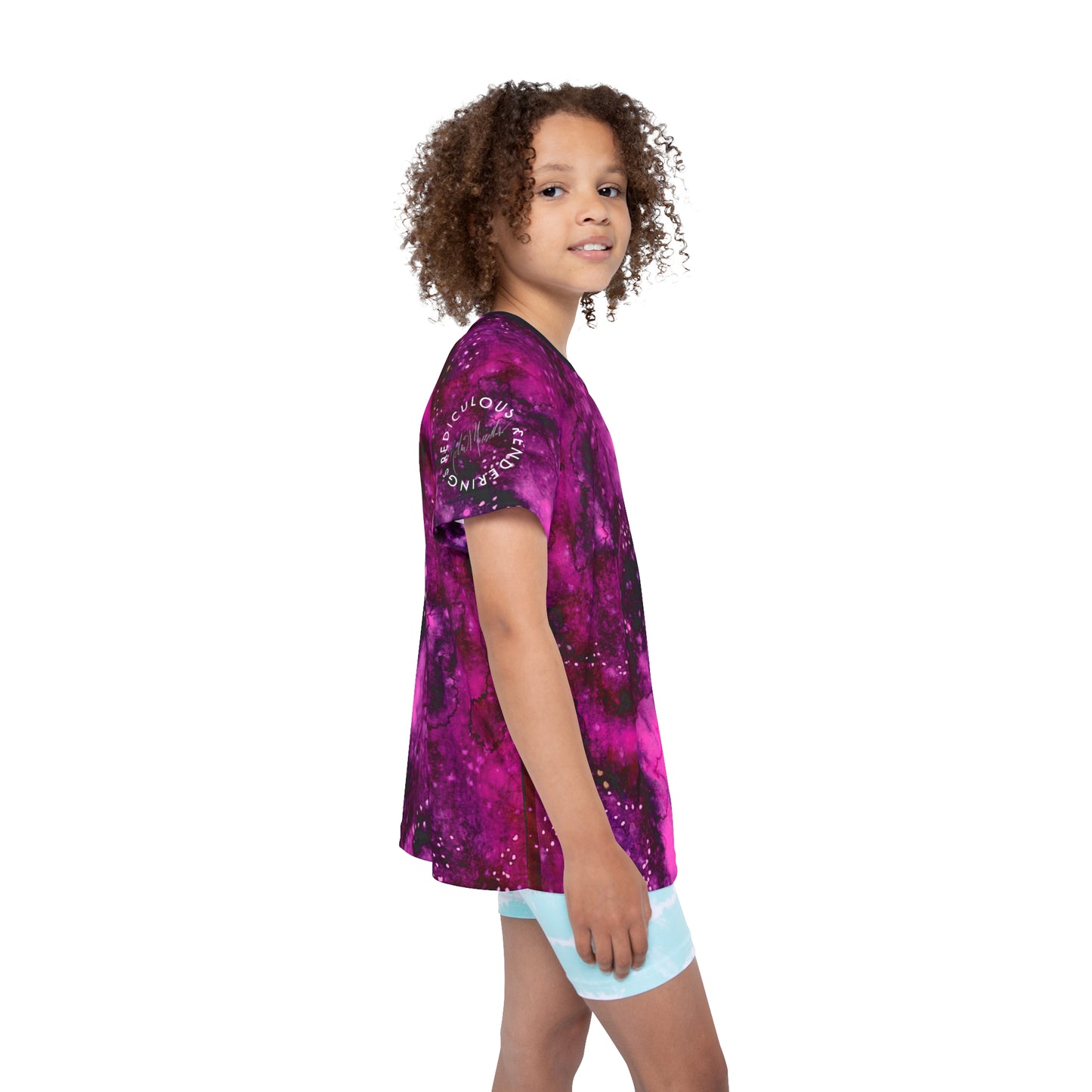 Rose Colored Galaxy Kids Sports Jersey (AOP)