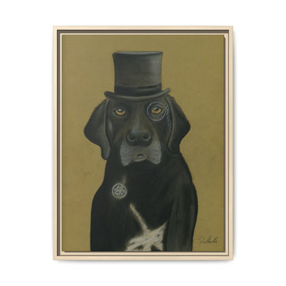 Black Lab Dog in Top Hat Framed Wall Art