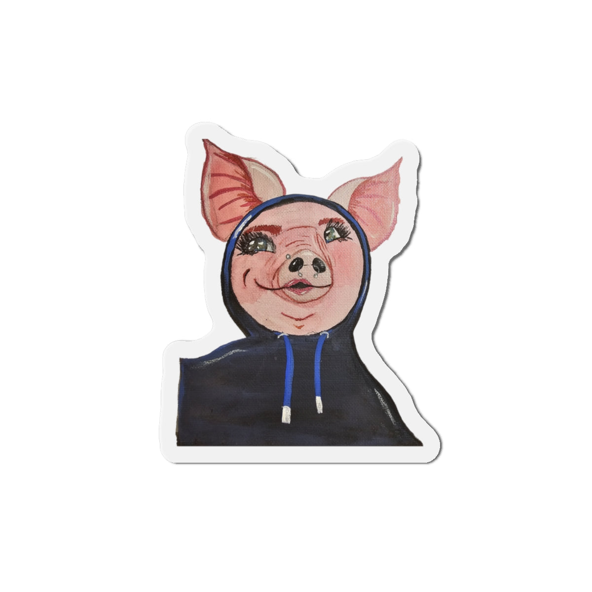 Hoodie Pig Die-Cut Magnets  Custom Shape, 5 Sizes, Vinyl Material for Outdoor Use, Flexible and Durable, Black Backing - Home Decor Refrigerator Magnets