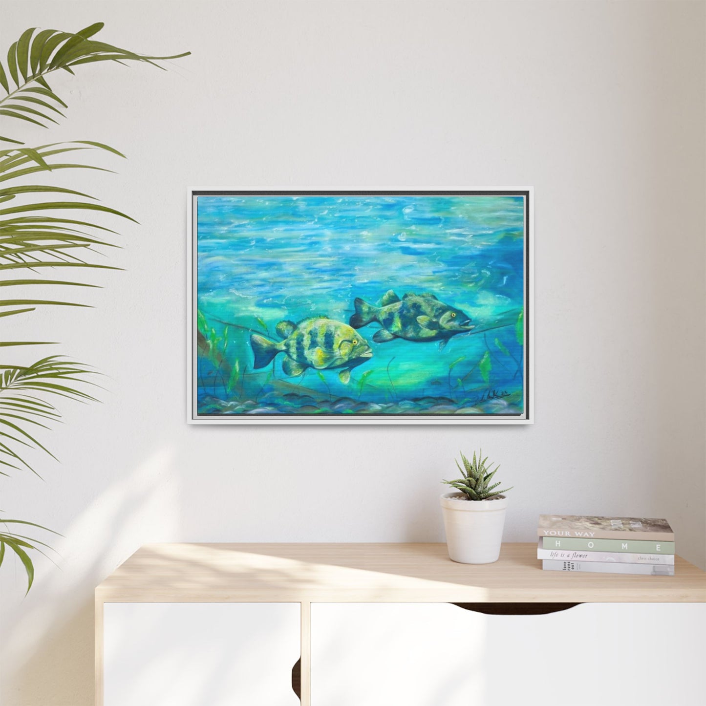Framed Matte Canvas - Underwater Fish Scene