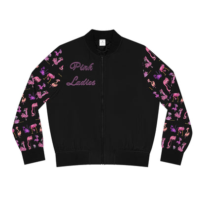 Pink Ladies Flamingo Bomber Jacket — Women's Graphic Zip-Up