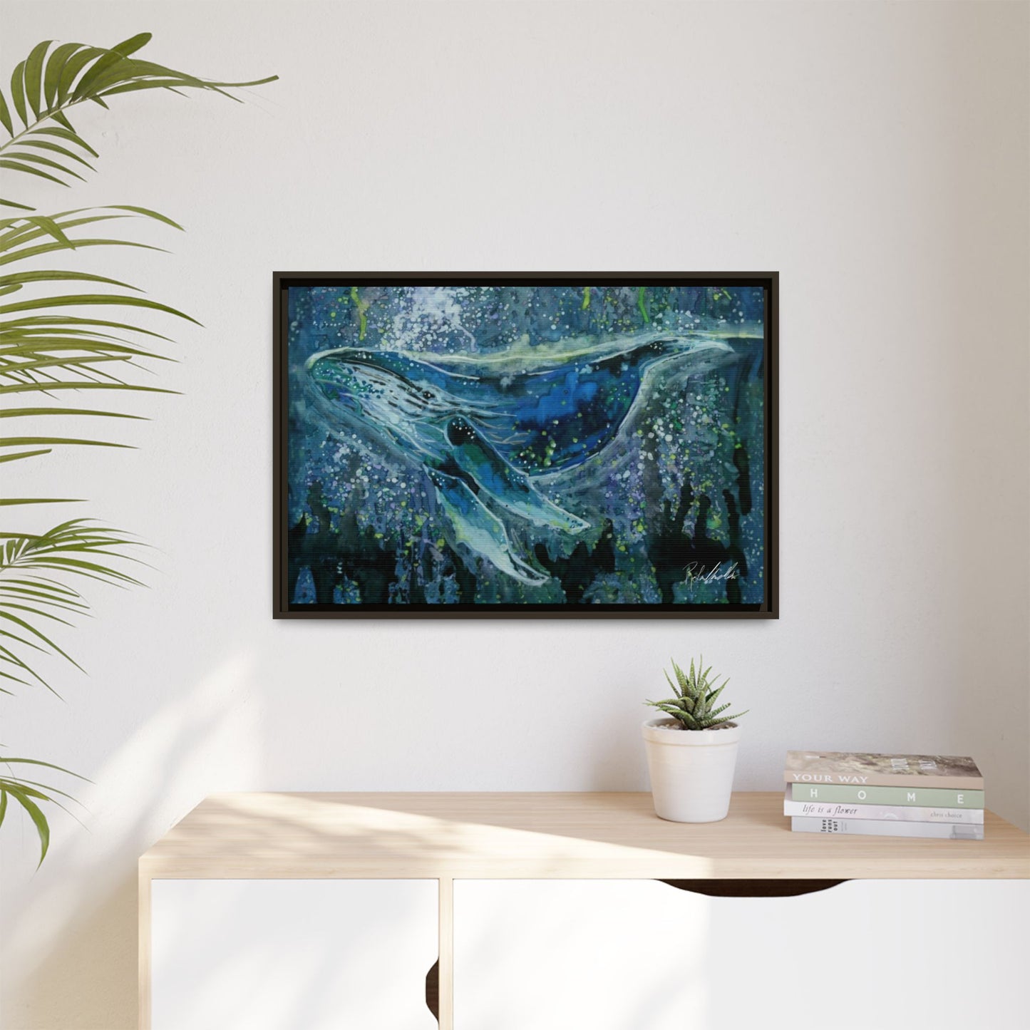 Watercolor Whale Framed Wall Art