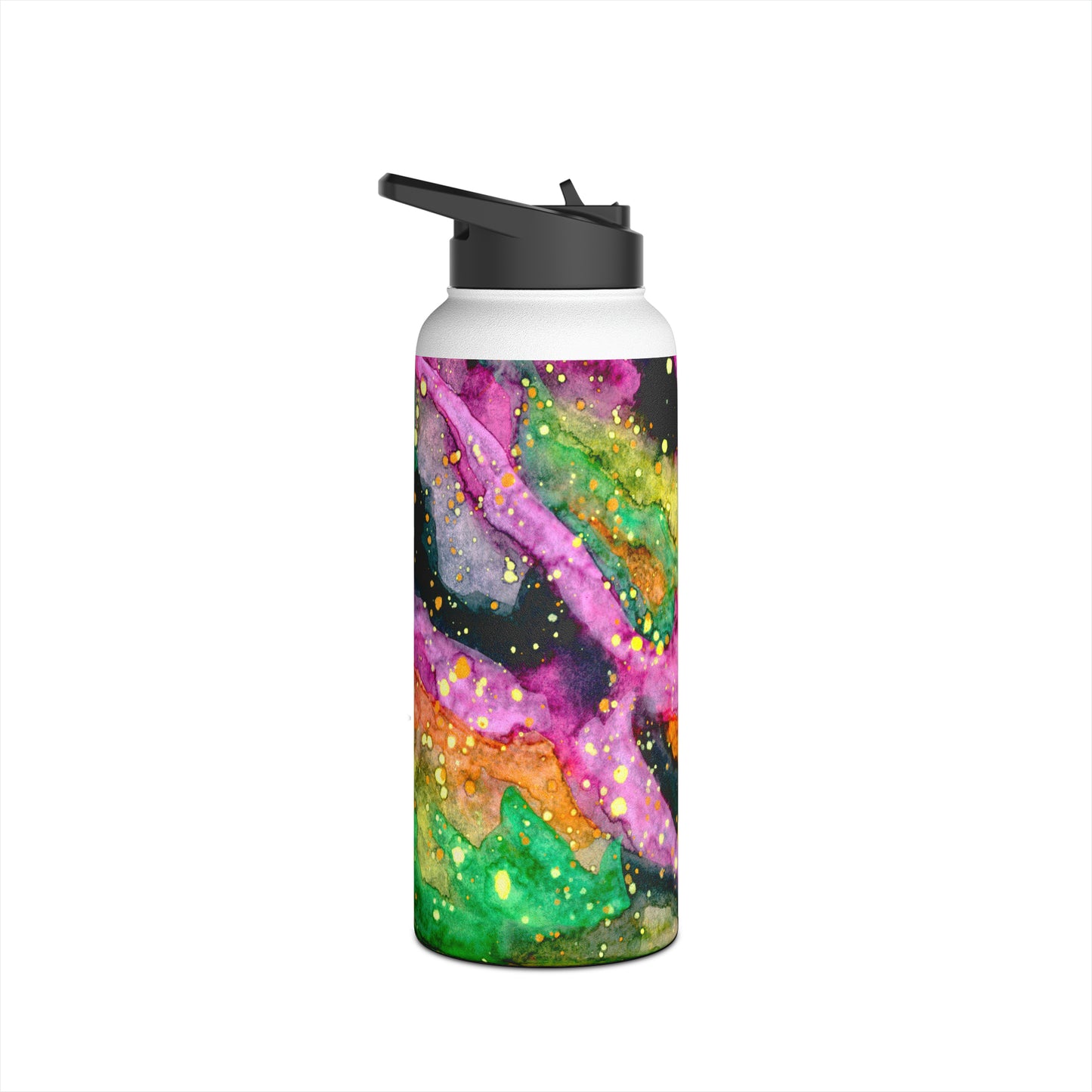 Neon Galaxy Stainless Steel Water Bottle, Standard Lid