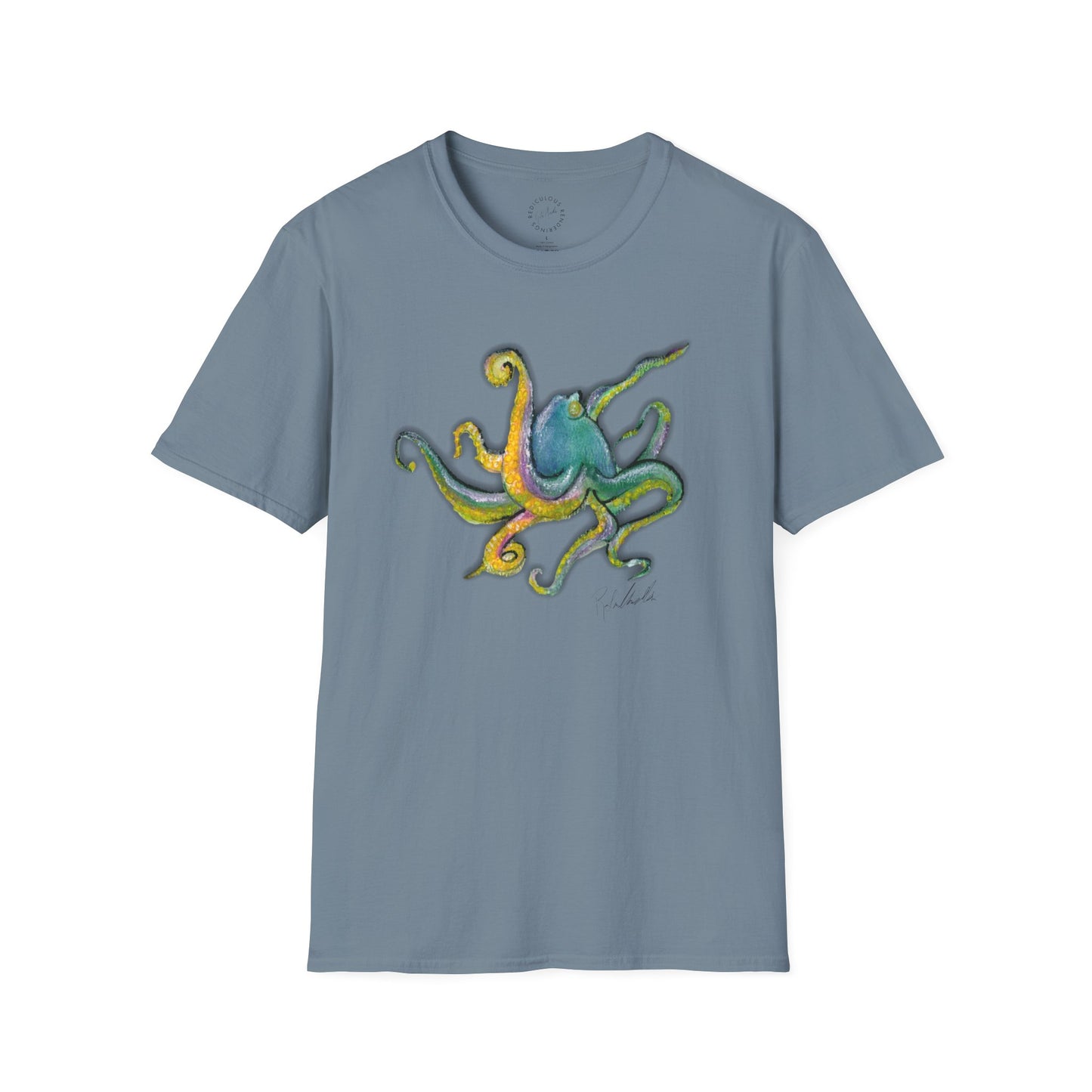 Green octopus Unisex Softstyle T-Shirt