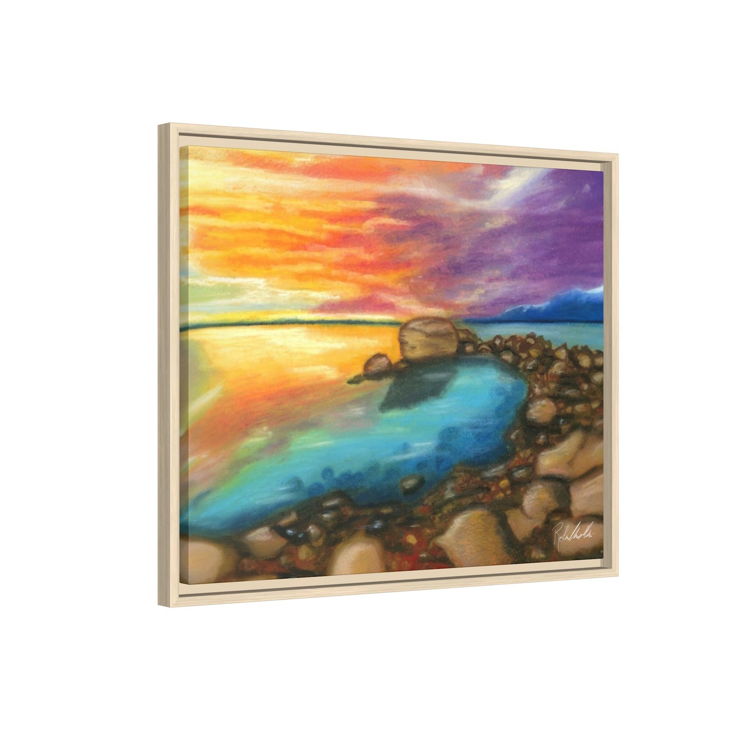 Sunset Ocean Beach Framed Wall Art