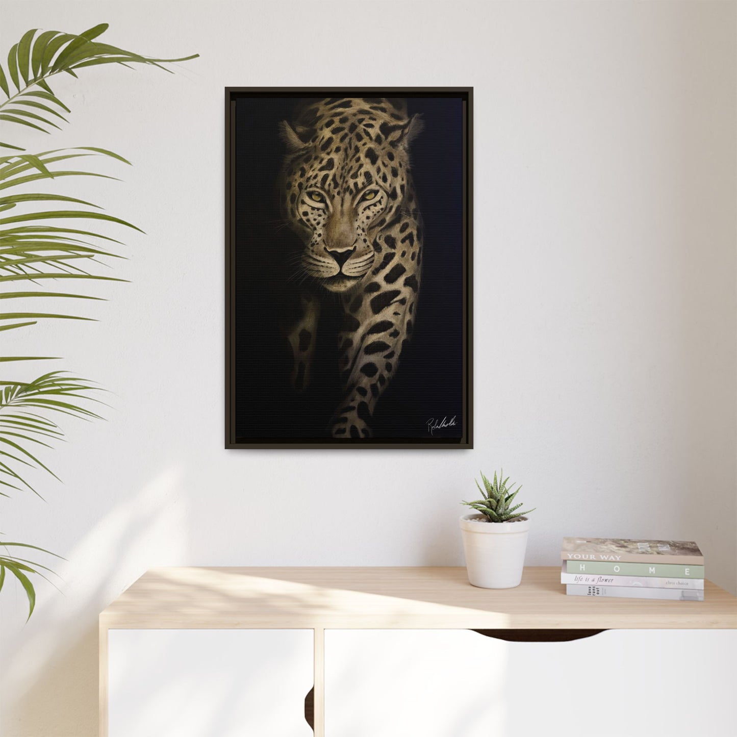 Leopard at Night Framed Wall Art