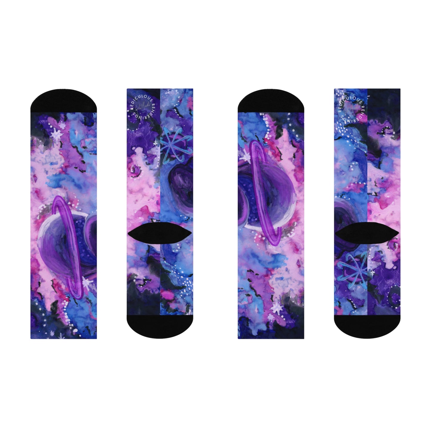 Purple Galaxy Cushioned Crew Socks