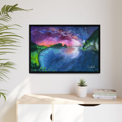 Watercolor Sunset Lake Framed Wall Art