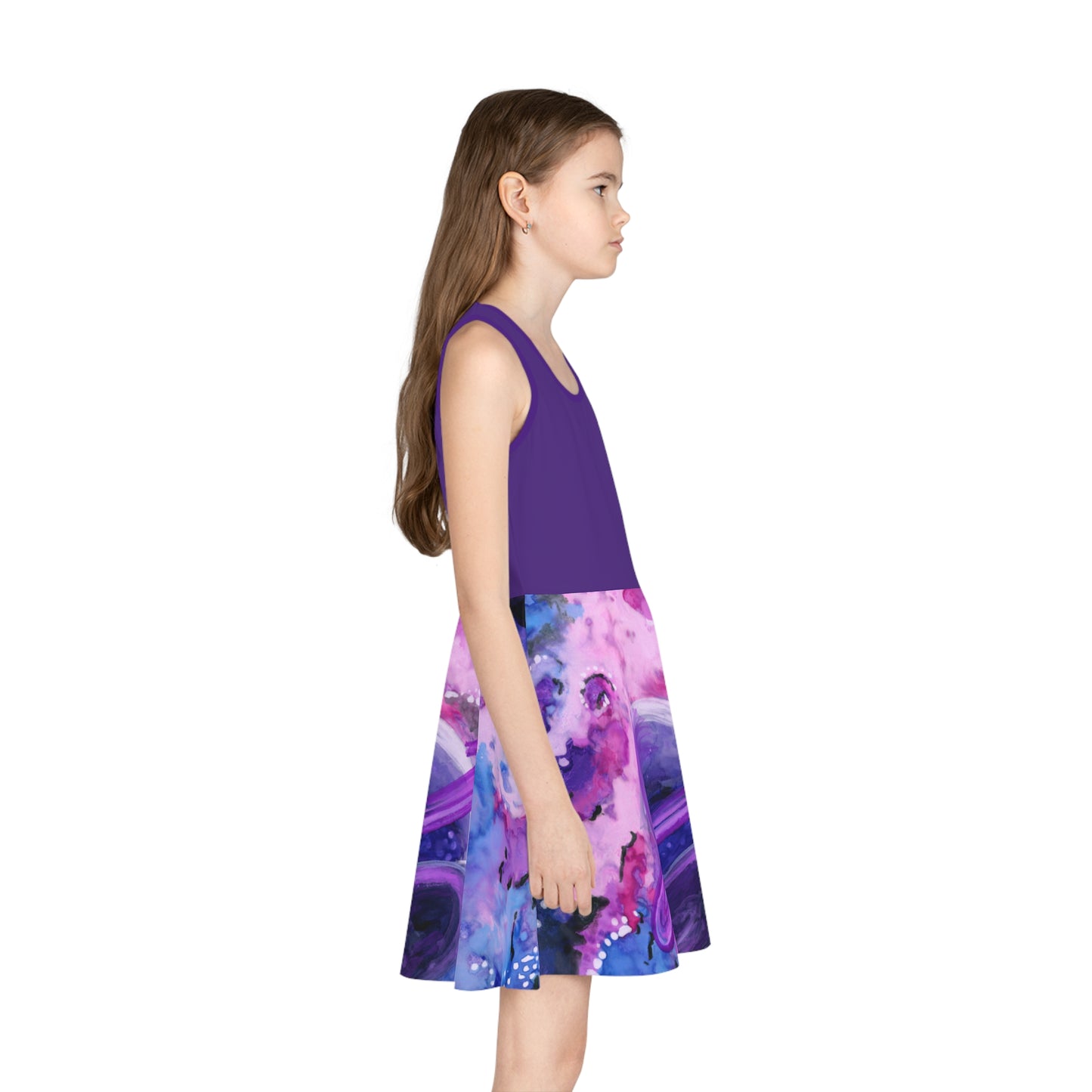 Purple Top Purple Galaxy Girls' Sleeveless Sundress (AOP)