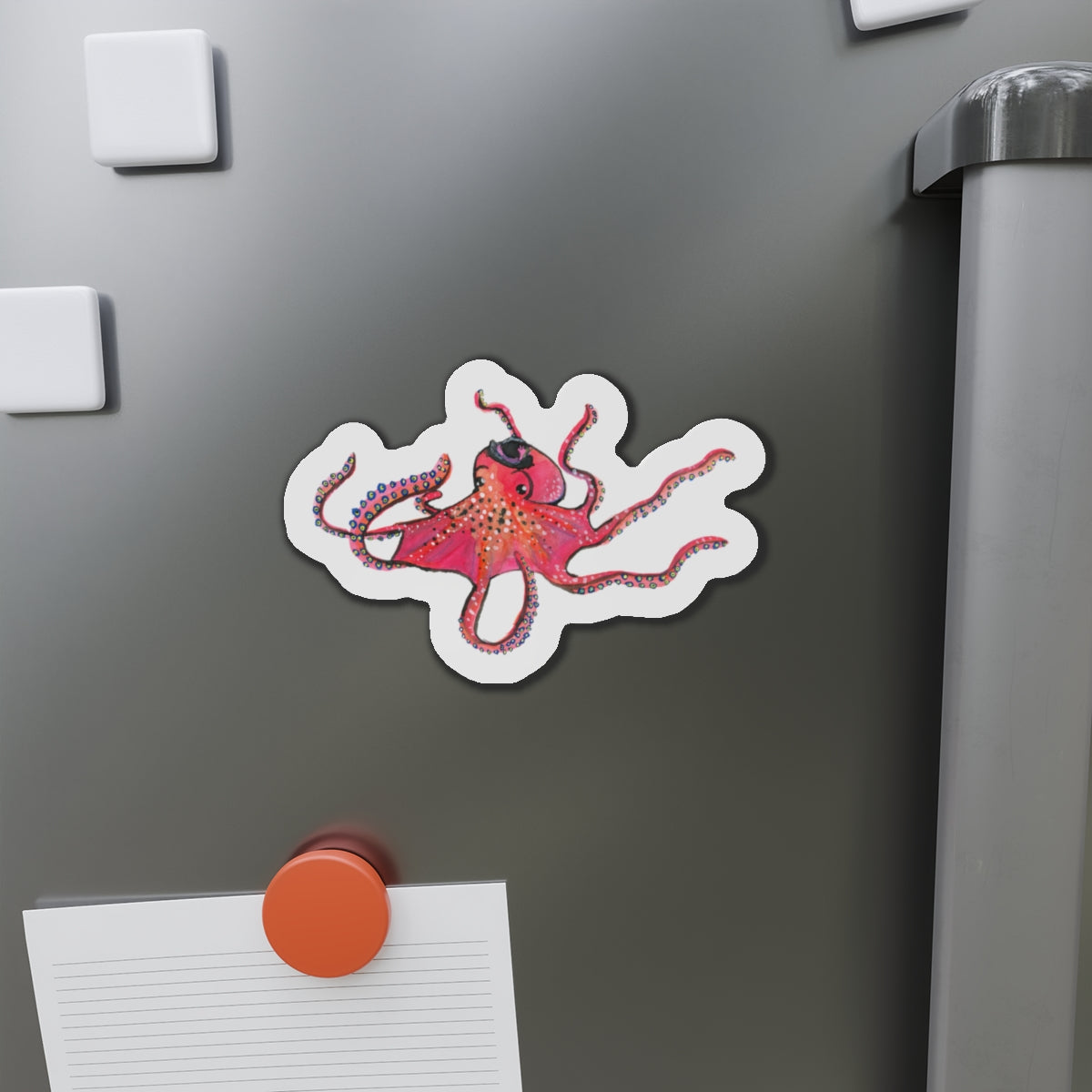 Red Octopus Die-Cut Magnets