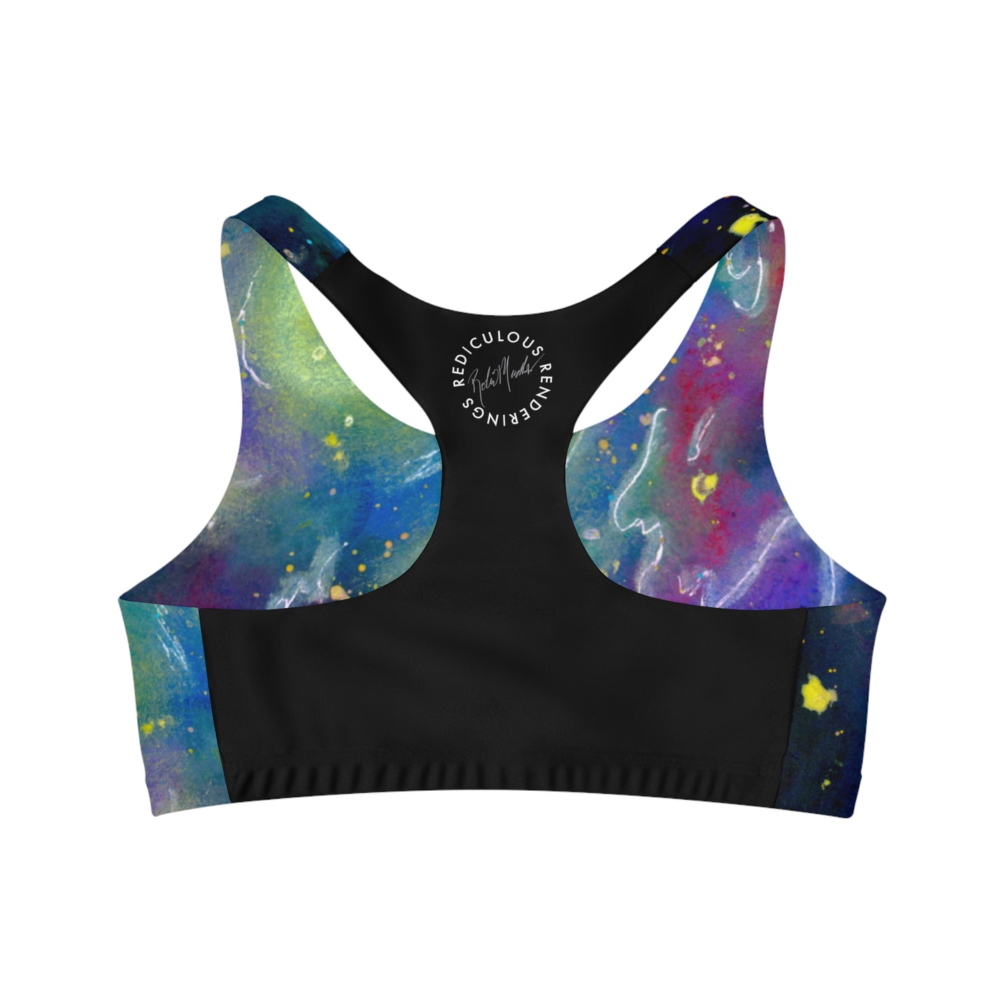 Rainbow Vortex Galaxy Seamless Sports Bra (AOP)