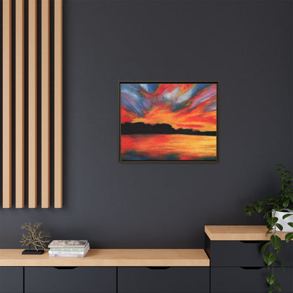 Sunset Over The Lake Framed Wall Art