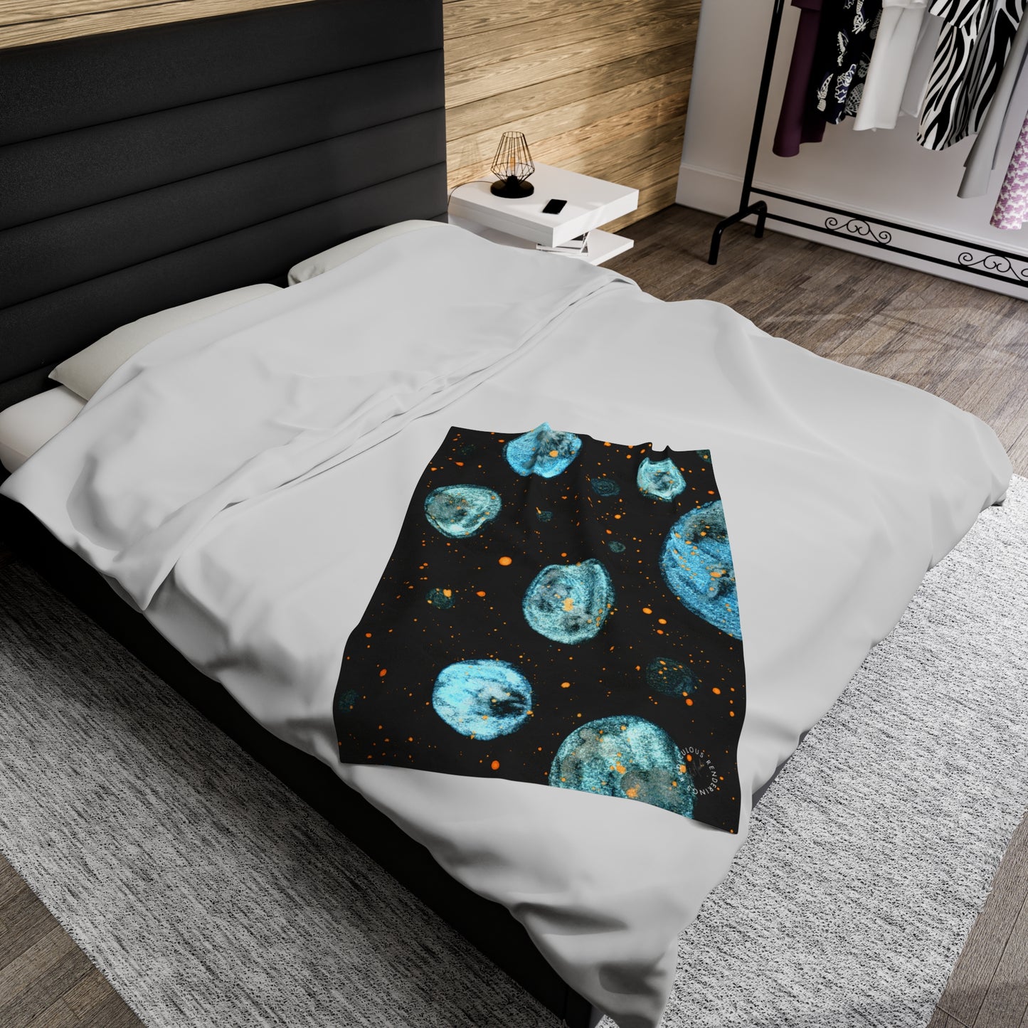 Little Blue Planets Galaxy Velveteen Plush Blanket