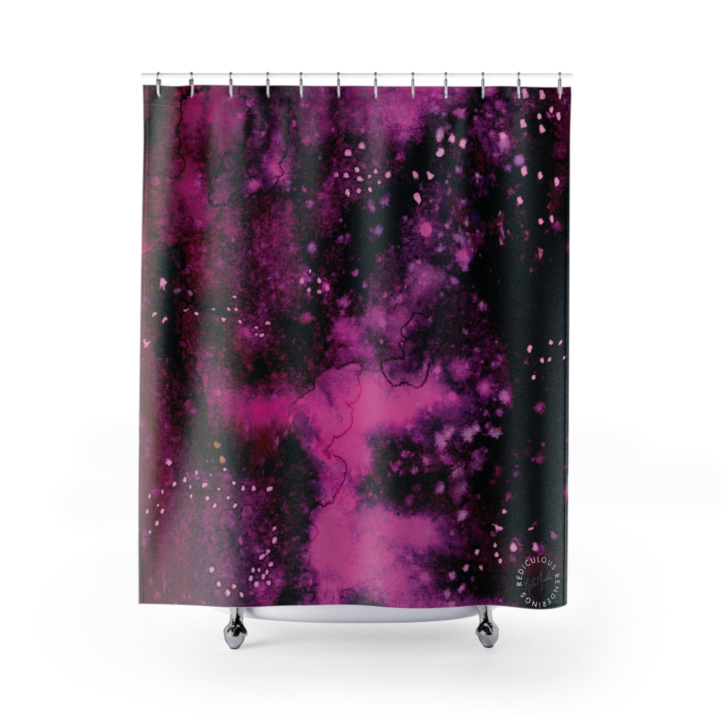 Rose Colored Galaxy Shower Curtain for Home Bathroom with Durable One-Sided Print and Waterproof Polyester Material