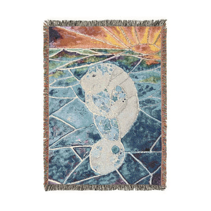 Stained Glass Manatee Woven Blanket — Colorful Artful Throw