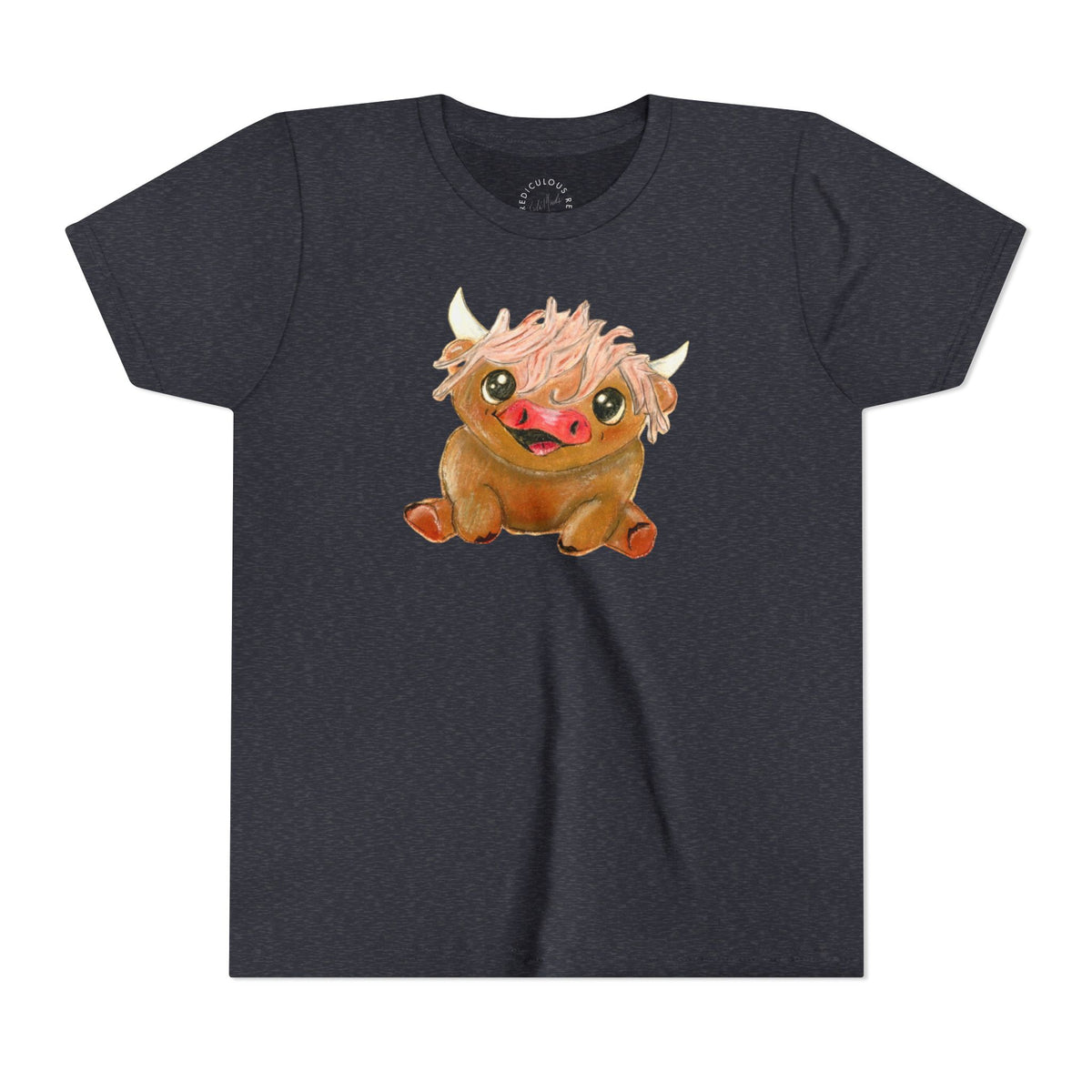 Cute Highland Cow Kids T‑Shirt — Adorable Baby Cow Graphic Youth Tee