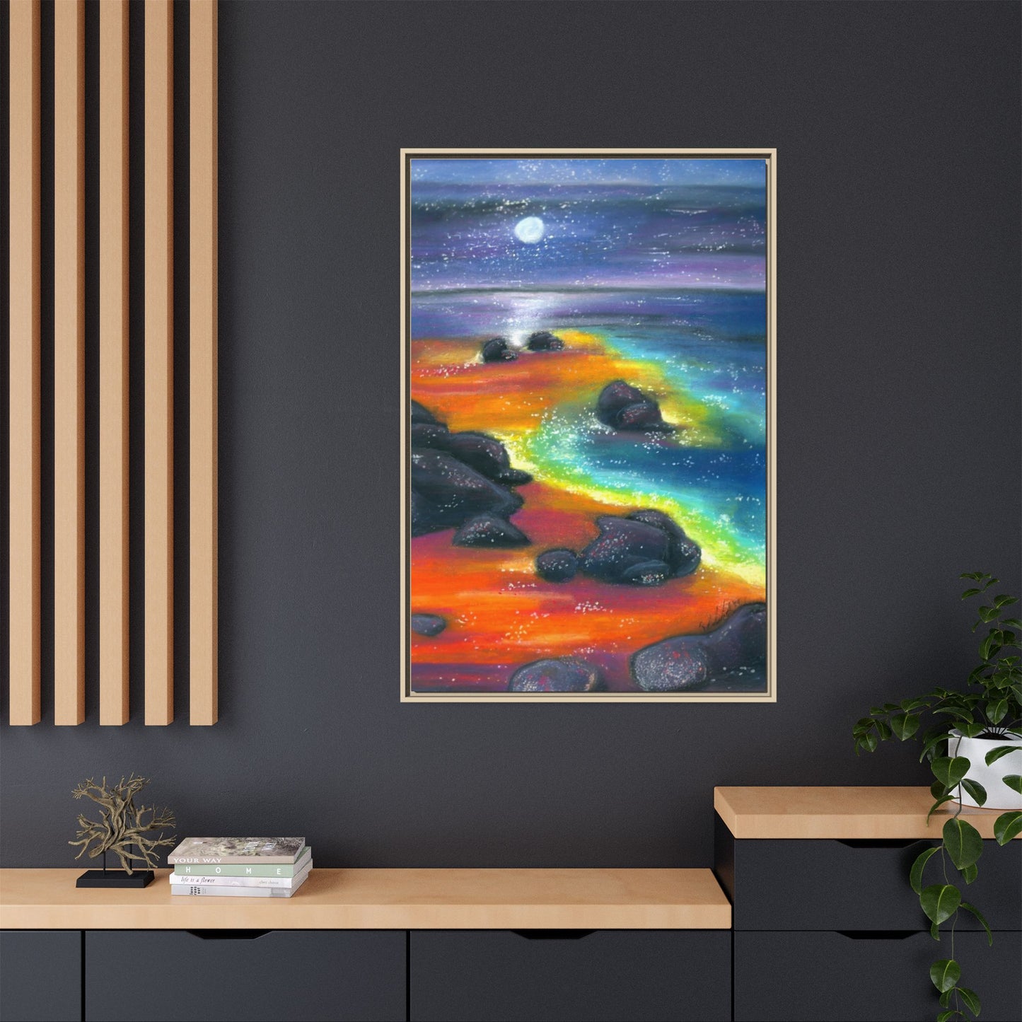 Beach at Night Frame Wall Art