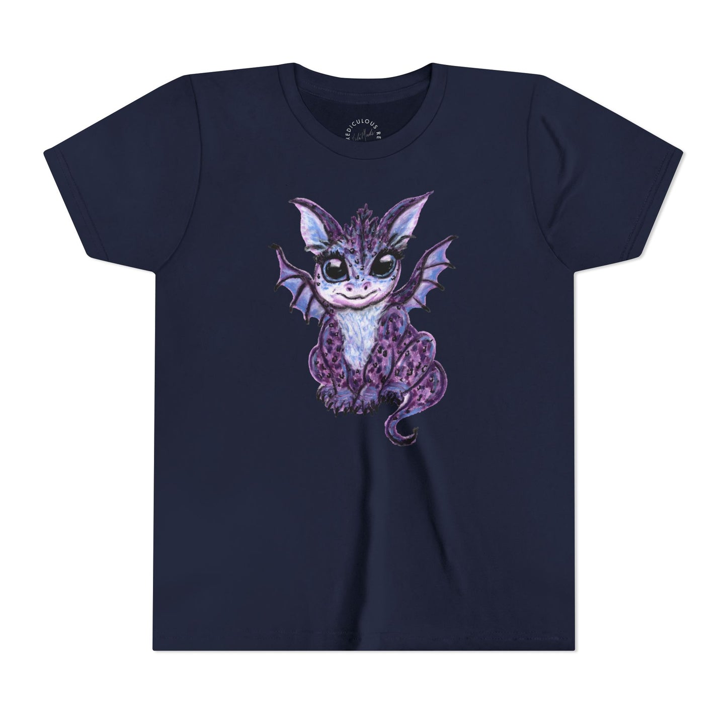 Youth Tee — Cute Purple Baby Dragon Illustration Kids Shirt