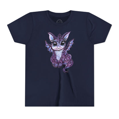 Youth Tee — Cute Purple Baby Dragon Illustration Kids Shirt