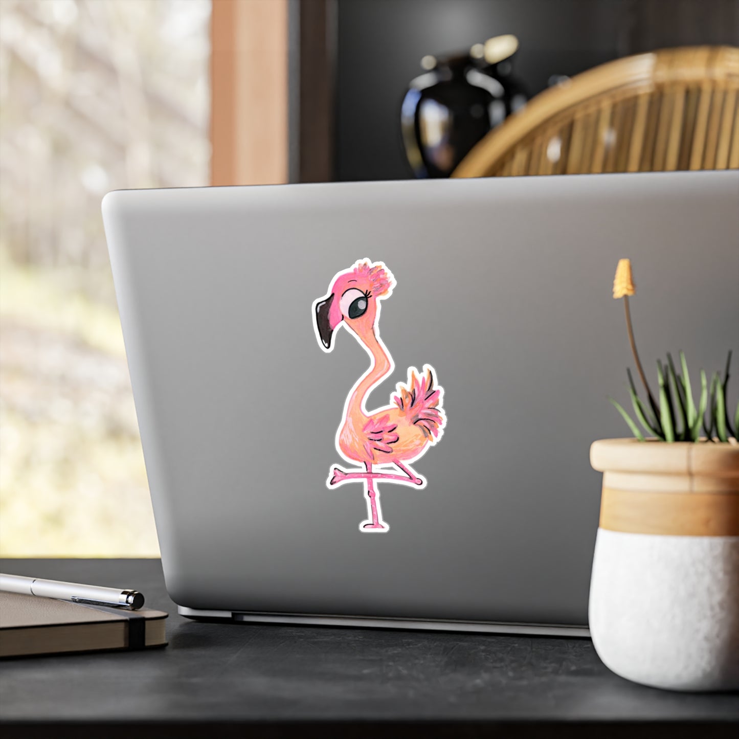 Flamingo-7 Kiss-Cut Vinyl Decals Water, Scratch & UV-Resistant Satin Finish Vinyl Sticker with Removable Adhesive