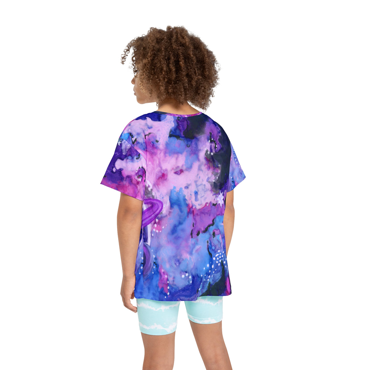 Kids Galaxy Sports Jersey — Purple Nebula Planet All-Over Print