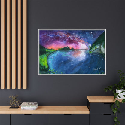 Watercolor Sunset Lake Framed Wall Art